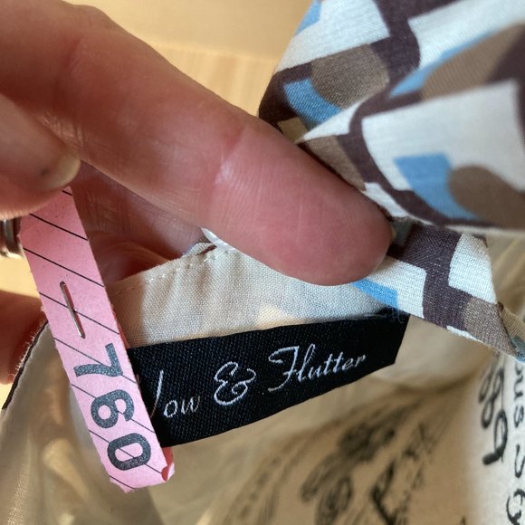 Wow & Flutter Art Deco Print A-line mini jumper w/pockets Large - Picture 4 of 14